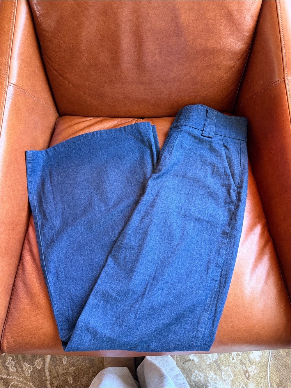 Alice + Olivia High Waist Wide Leg Denim Chambray Dress Pants Trousers - 4